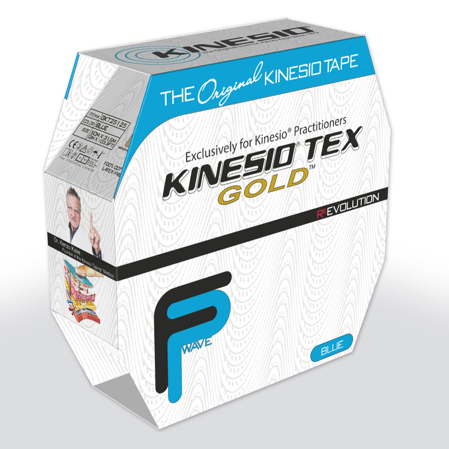 Kinesiotejp Kinesio Tex Gold FP 31,5 meter blå för sportskador och muskelstöd