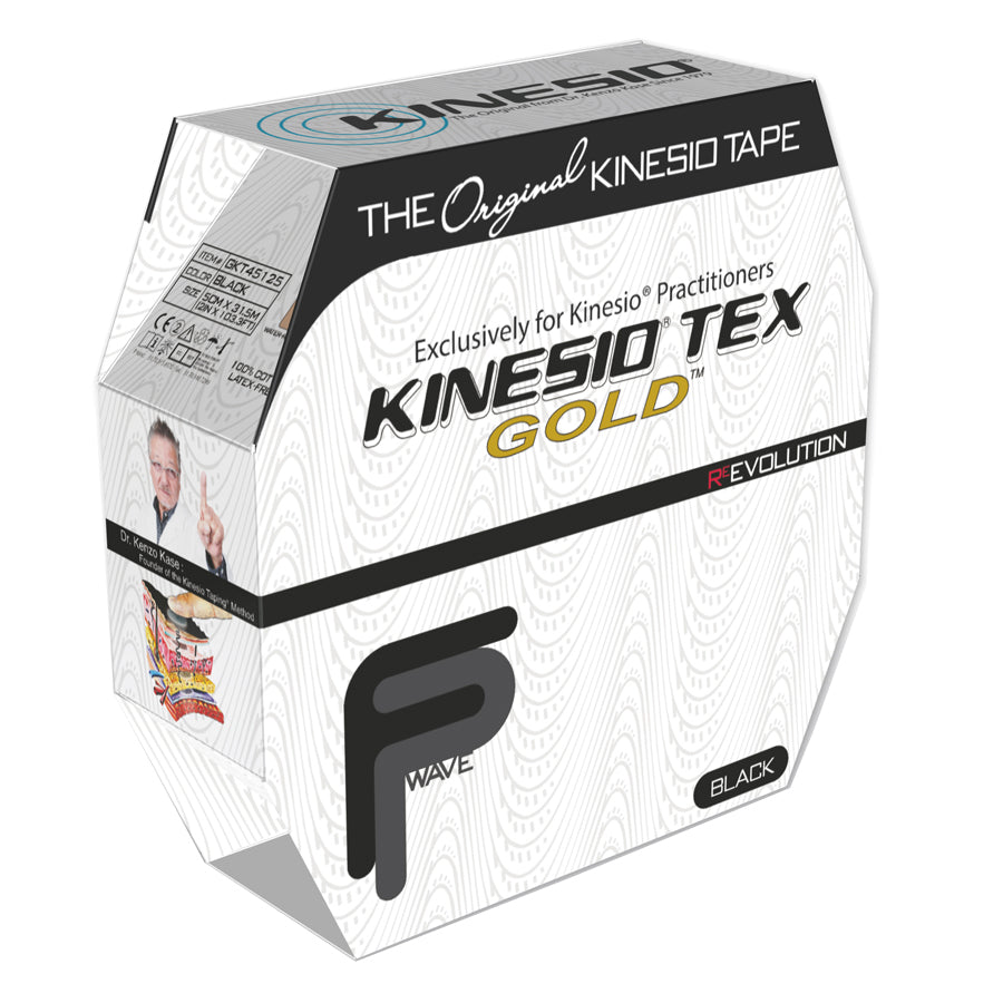 Kinesiotejp Kinesio Tex Gold FP 31,5 meter svart för sportskador och muskelstöd