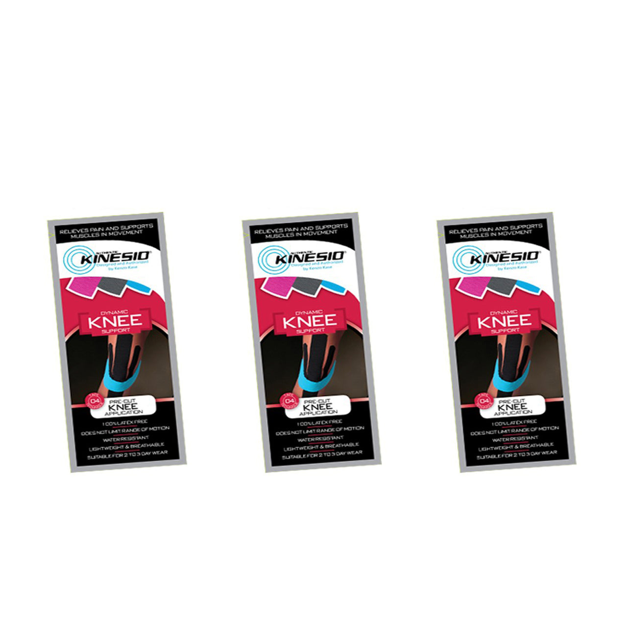 Kinesiotejp Kinesio Tex Pre Cut knä 3-pack