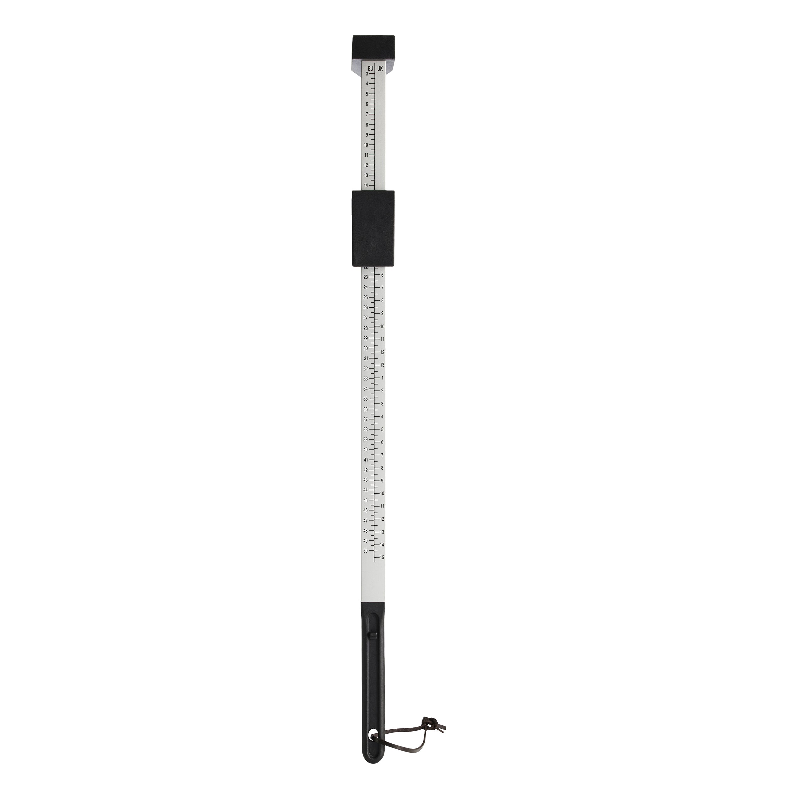 Foot length and shoe size measuring gauge