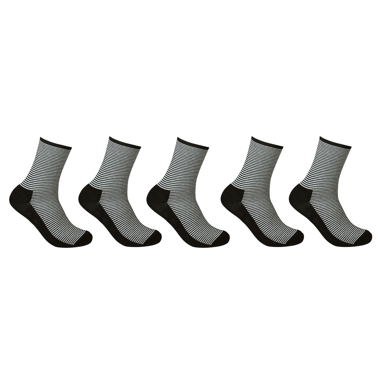 Strumpor randiga med mjuk frottésula för känsliga fötter och diabetiker 5-pack