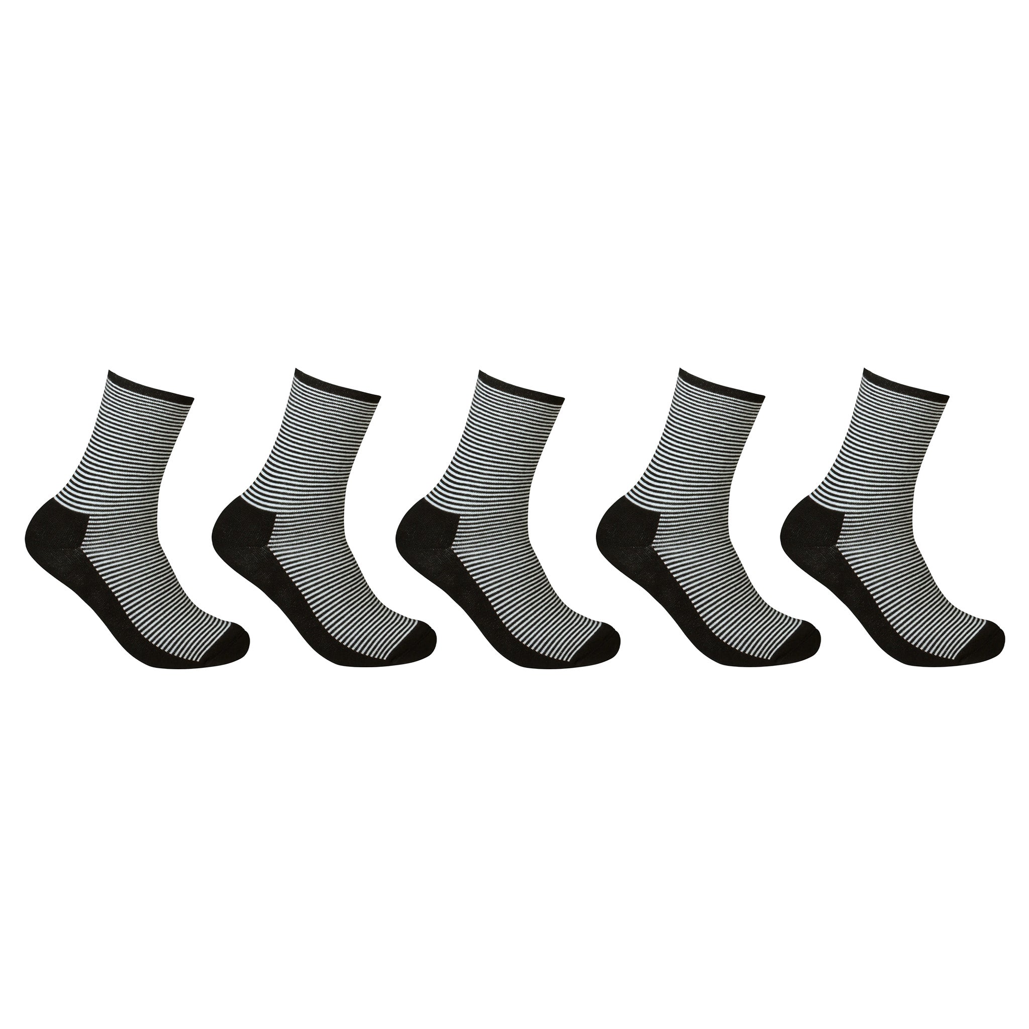 Strumpor randiga med mjuk frottésula för känsliga fötter och diabetiker 5-pack