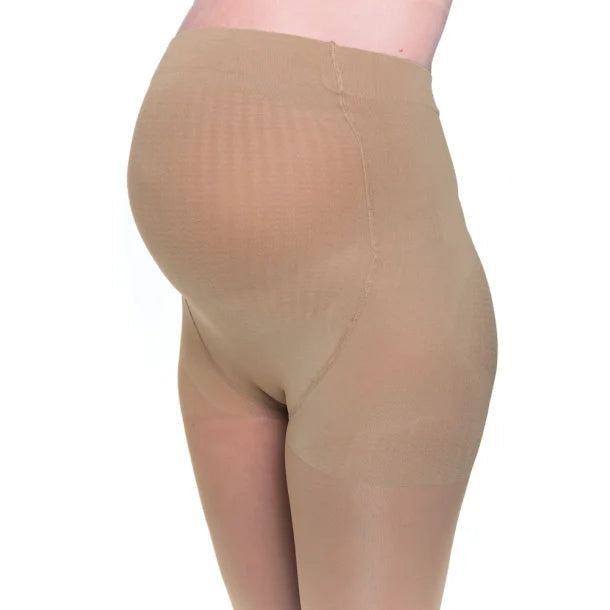 Stödstrumpbyxor gravid beige för minskad svullnad och piggare ben