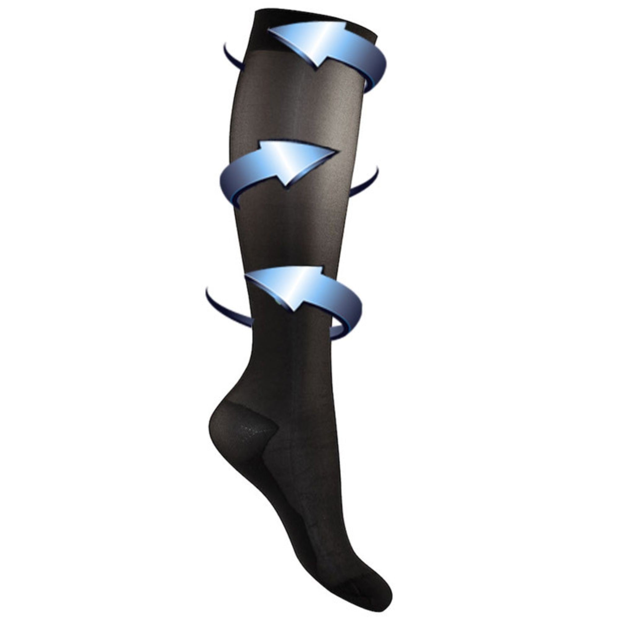 Stödstrumpor extra tunna svart för svullna och trötta ben