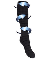 Stödstrumpor gråsvartrandiga för svullna och trötta ben