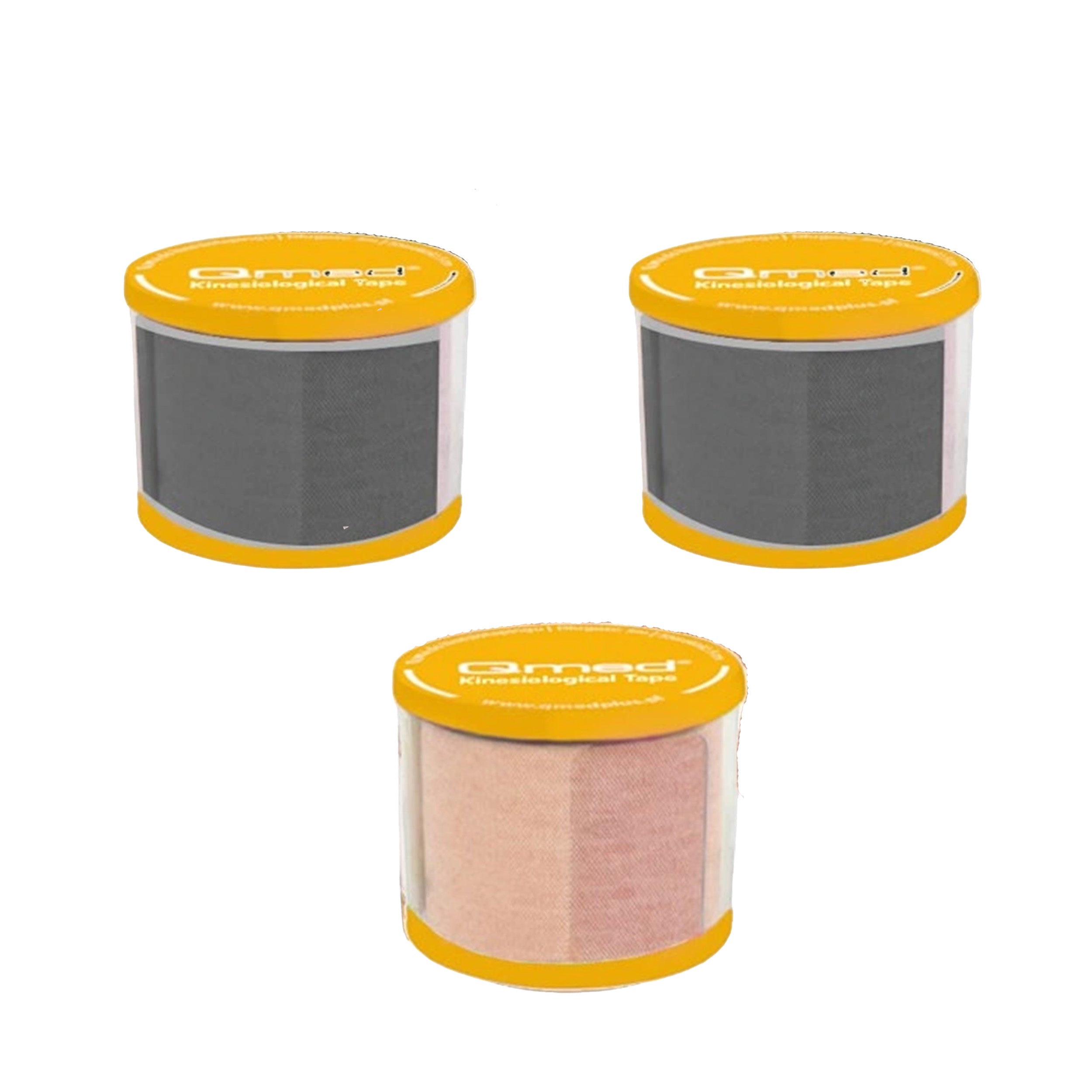 Kinesiotejp svart och beige med hög stretchförmåga 3-pack