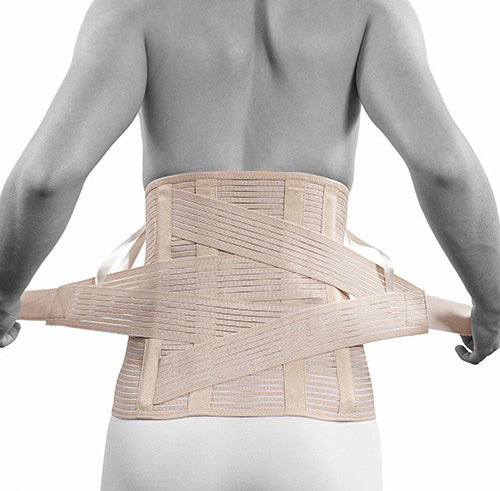 Ryggstöd med extra stabiliserande band hög modell beige