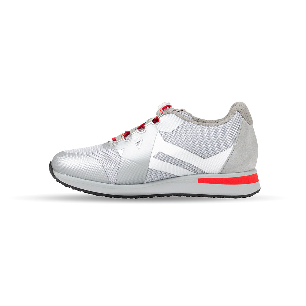 Eikon ortopedisk damsko för stabilitet och komfort i silver/röd