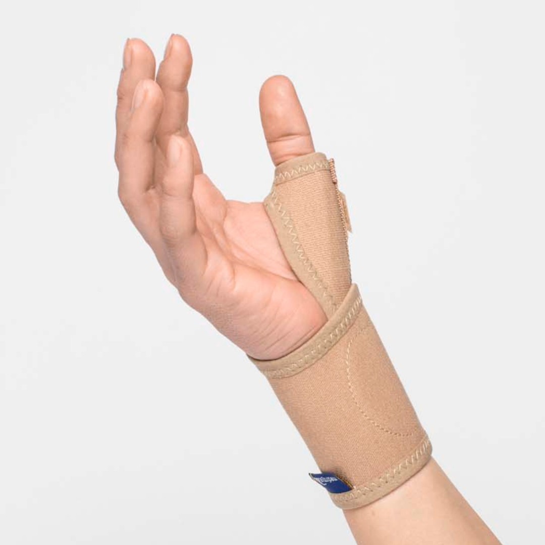 Tum- och handledsstöd med skena
